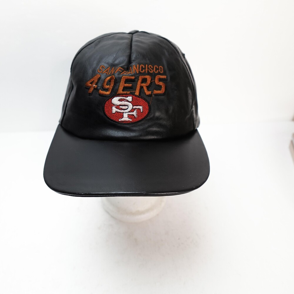 San Francisco 49ers Hat Cap Strap Back Mens Black NFL Football Leather